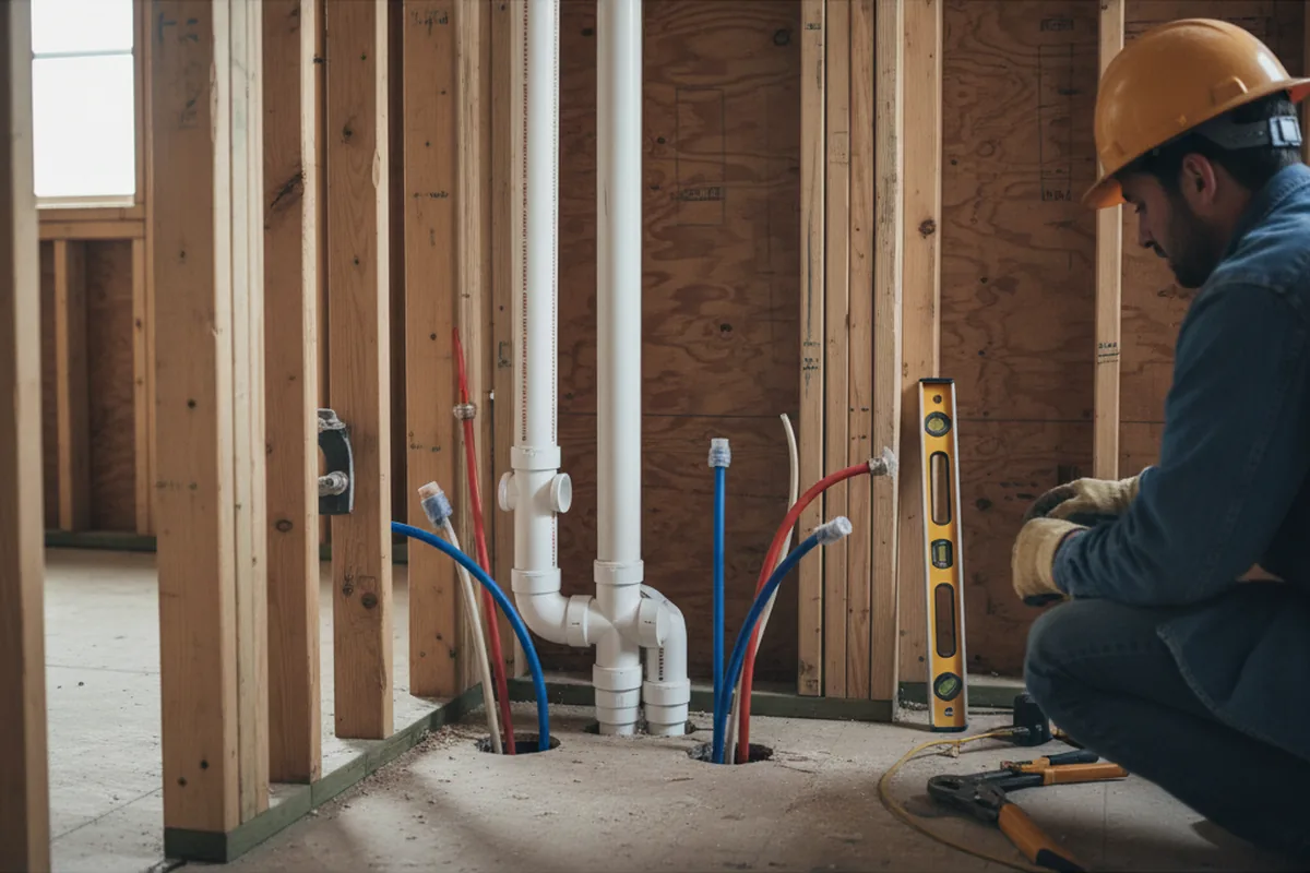 Drain and supply rough-in during Garbage Disposal Repair in New Paris